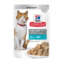 Hill“s SP Young Adult Sterilised Trout Влажный корм для стерилизованных кошек с форелью (кусочки в соусе) 85г Hill“s SP Young Adult Sterilised Trout Влажный корм для стерилизованных кошек с форелью (кусочки в соусе) 85г