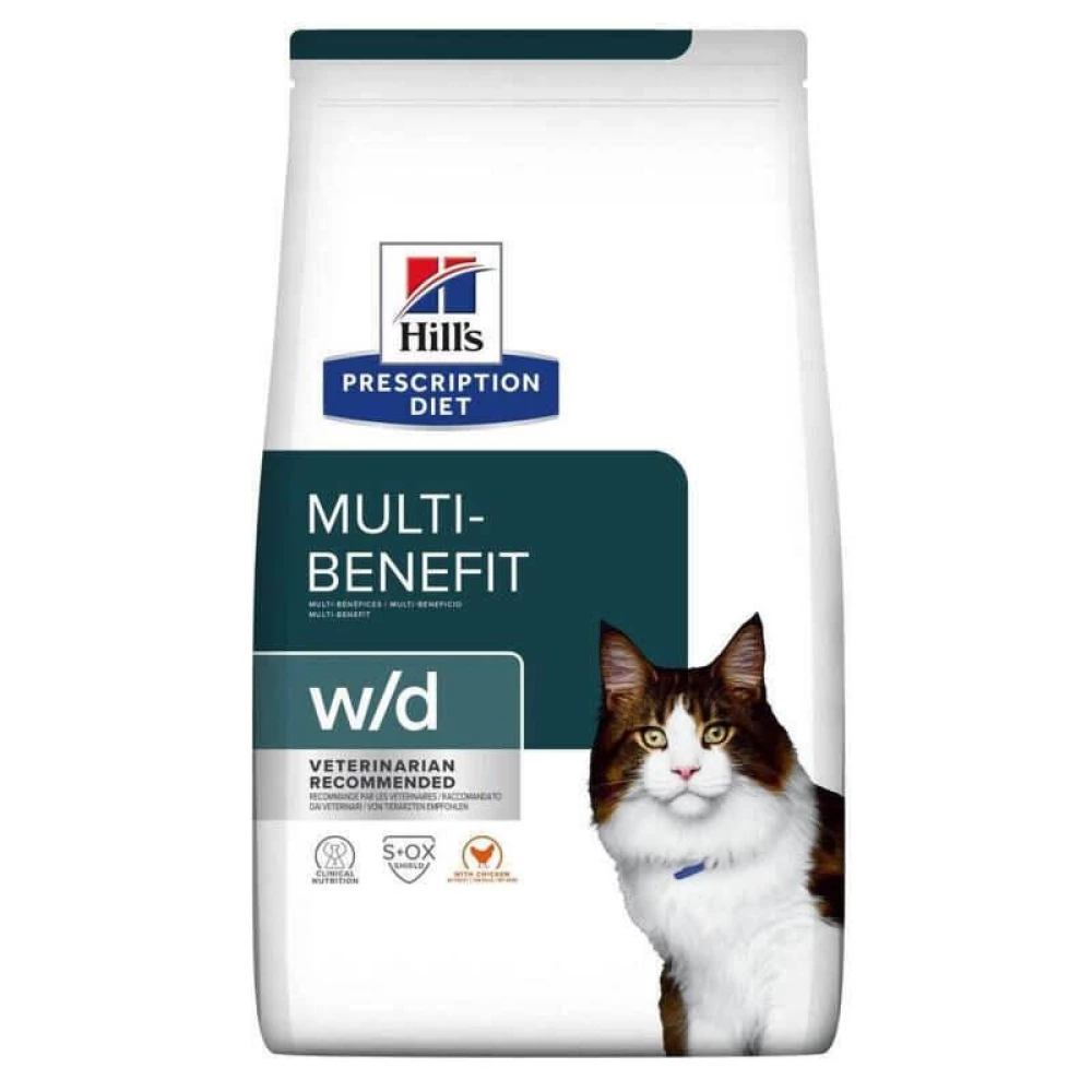 Hill“s PD w/d Multi-Benefit Корм-диета с курицей для кошек с проблемами пищеварения и избыточным весом 1,5 кг