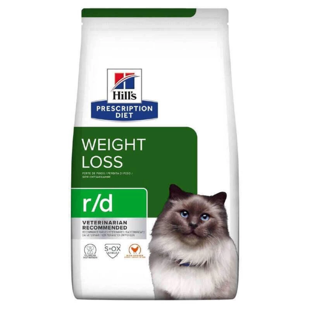 Hill“s Prescription diet r/d Weight Loss Корм с курицей для взрослых кошек, способствующая снижению веса 1,5