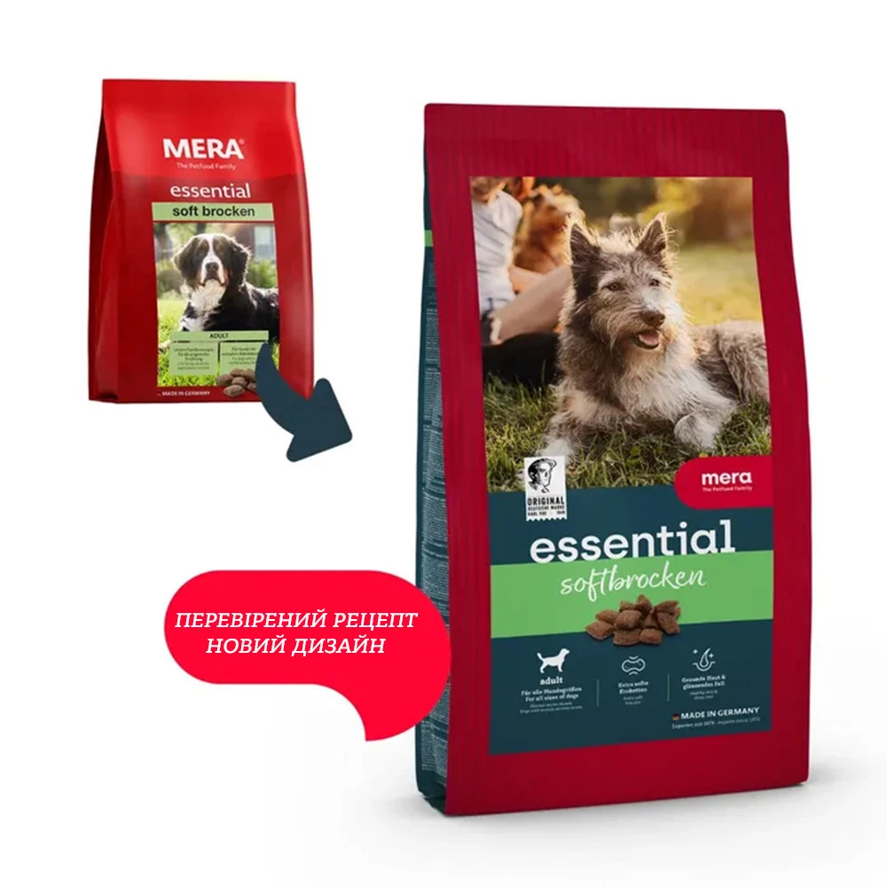 Mera Adult Essential Soft Brocken Полувлажный корм для собак с нормальной активностью 1кг