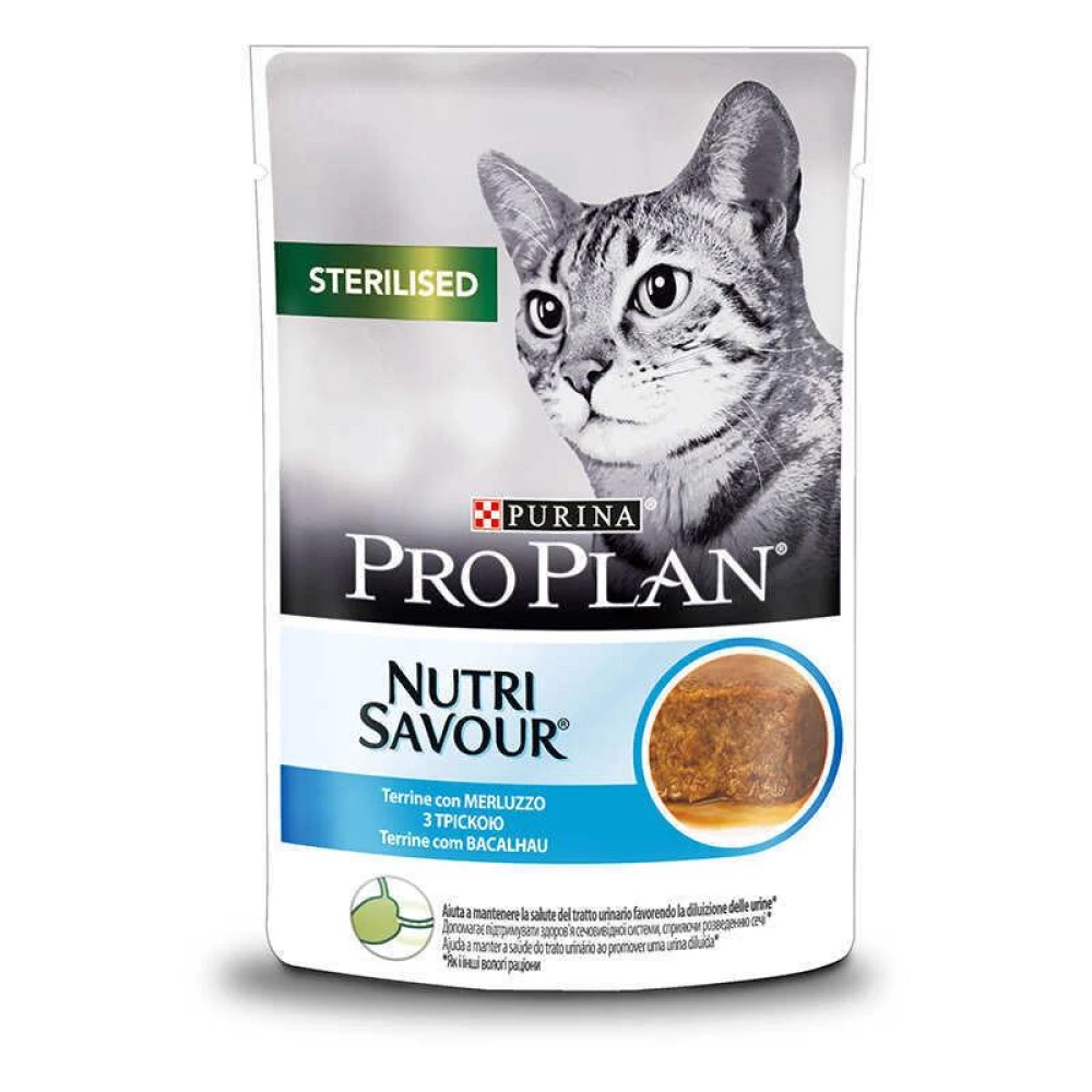 Purina Pro Plan Sterilised Nutrisavour Mousse Влажный корм для взрослых стерилизованных кошек, треска, мус 85г