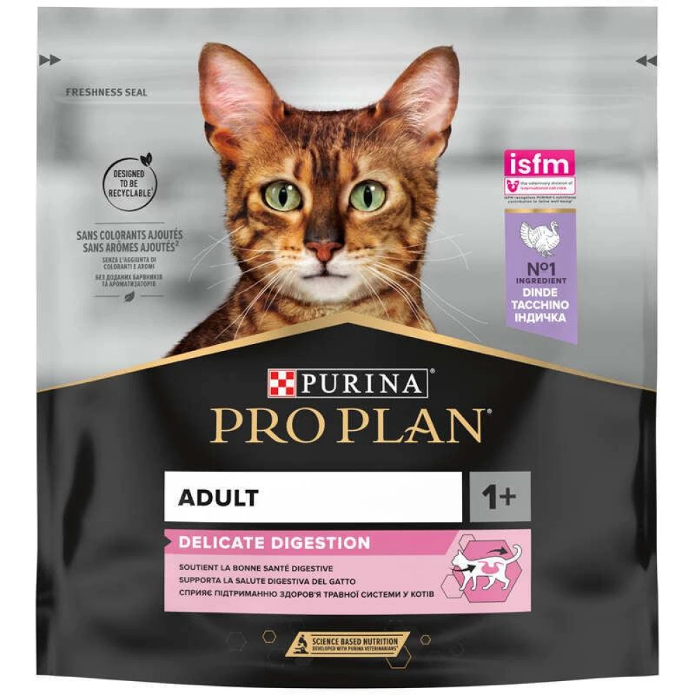 Pro Plan Delicate Digestion Adult Turkey Сухой корм с индейкой для кошек с чувствительным пищеварением 400г