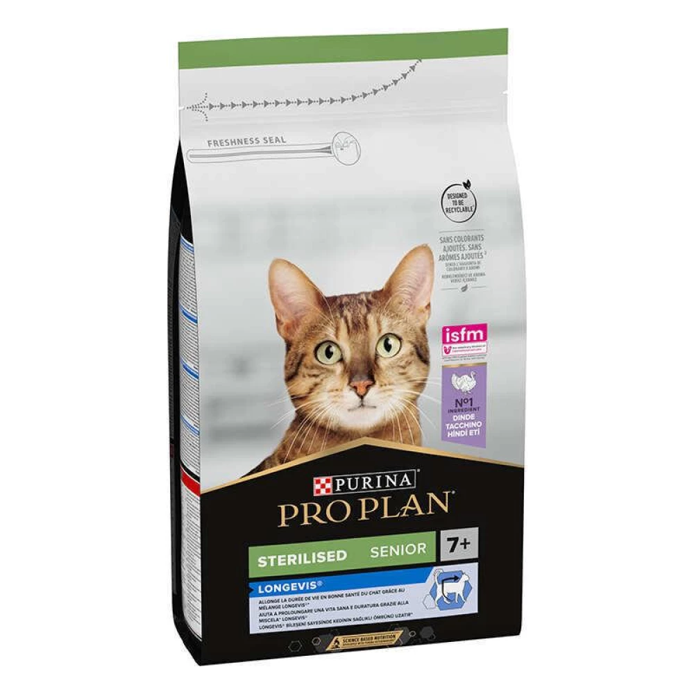 Purina Pro Plan Sterilised Senior Сухой корм с индейкой для стерилизованных кошек старше 7 лет 1,5кг
