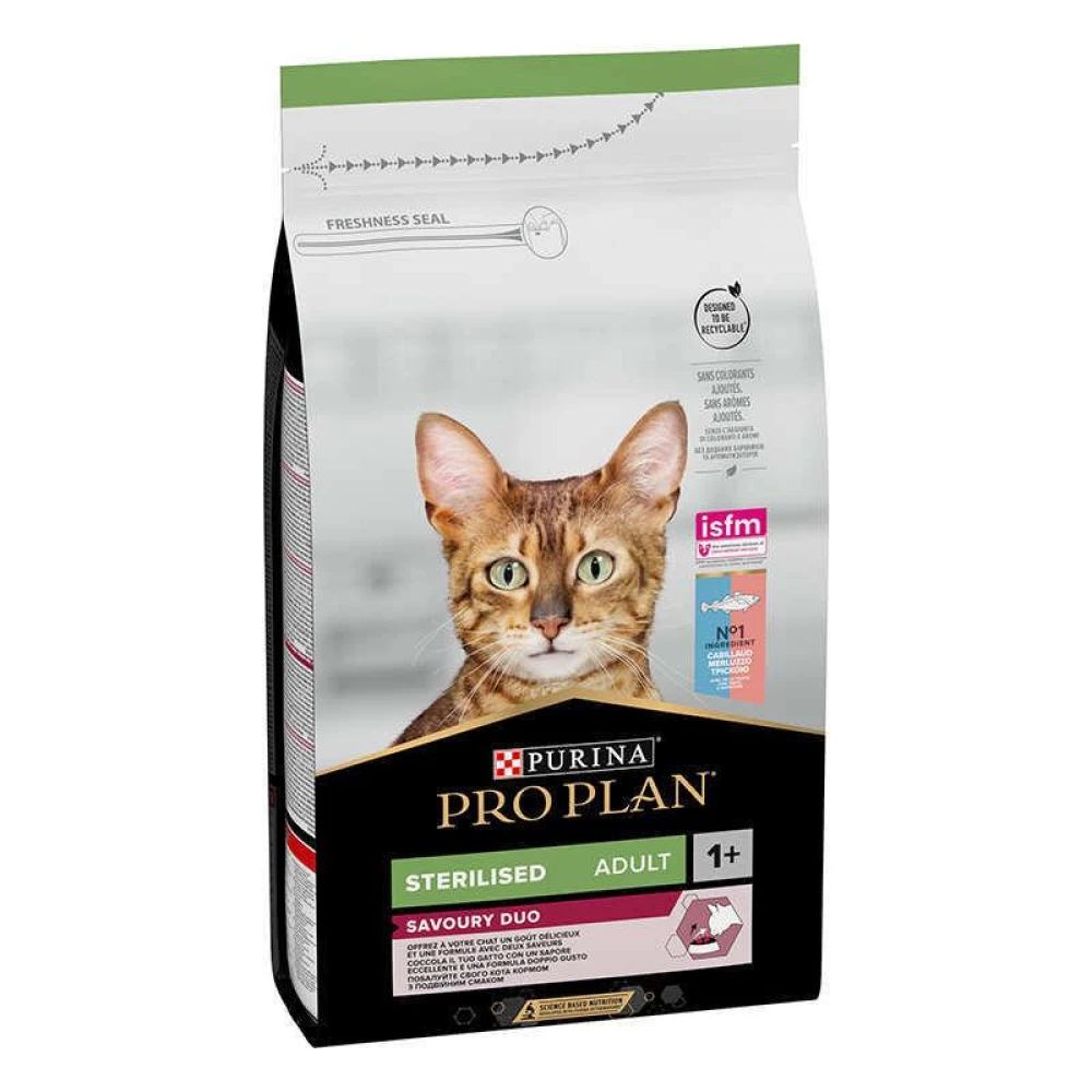 Pro Plan Sterilised Adult Cod & Trout Сухой корм с треской и форелью для стерилизованных взрослых кошек 1,5кг