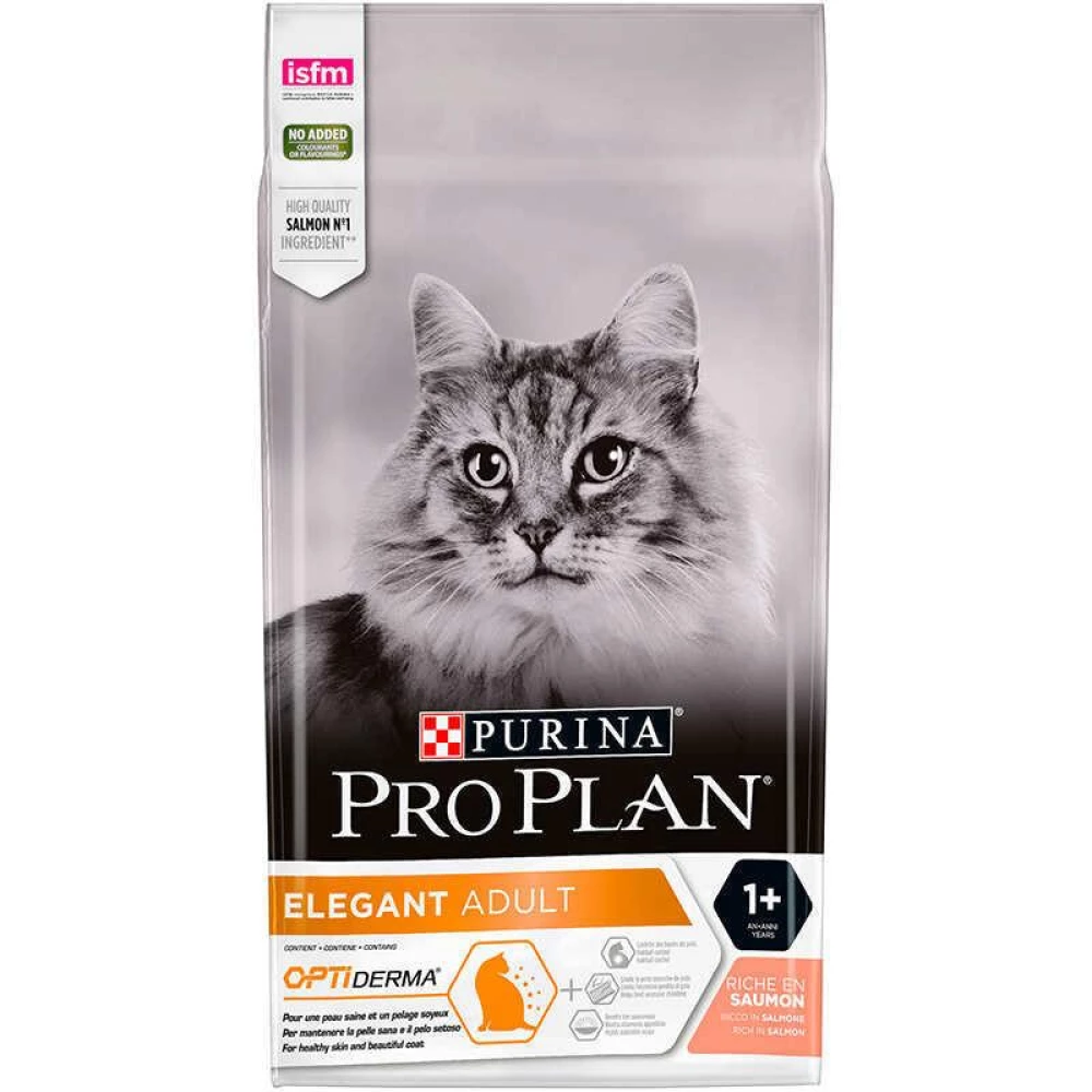 Purina Pro Plan Elegant Adult Сухой корм с лососем для взрослых кошек с чувствительной кожей 1,5кг