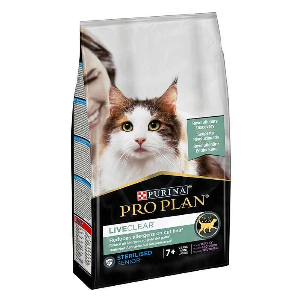 Purina Pro Plan LiveClear Sterilised Senior Сухой корм для стерилизованных кошек старше 7 лет, индейка 1,4 кг