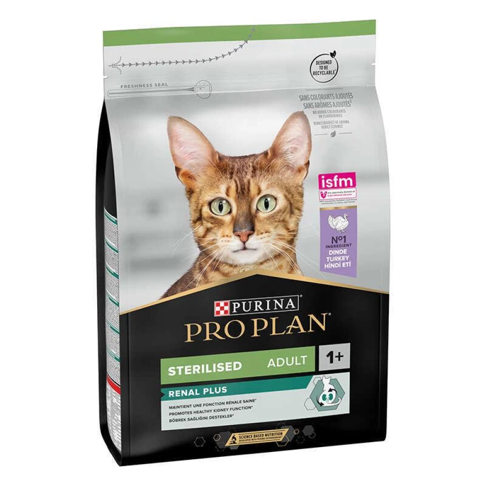 Purina Pro Plan Sterilised Adult Renal Plus Сухой корм с индейкой для стерилизованных кошек 3кг