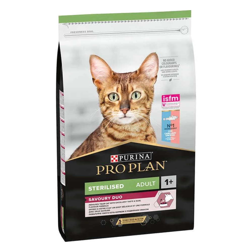 Pro Plan Sterilised Adult Cod & Trout Сухой корм с треской и форелью для стерилизованных взрослых кошек 10кг