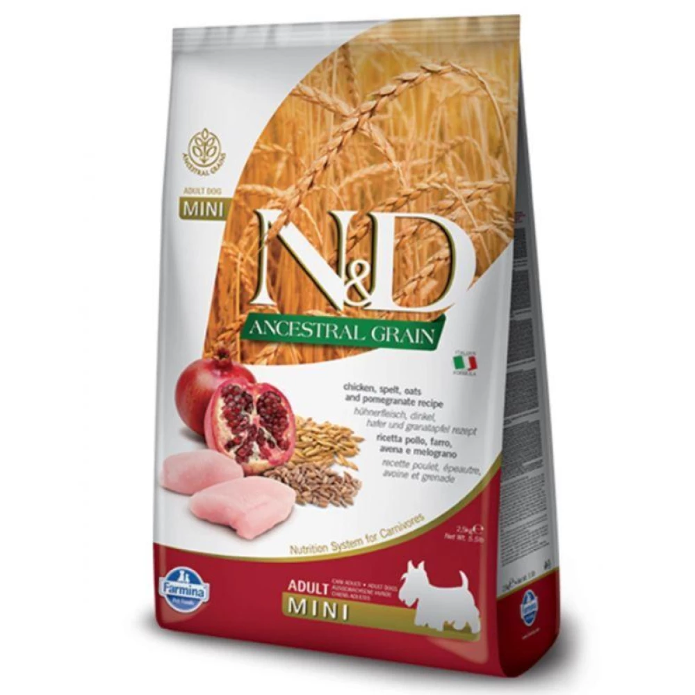 Farmina N&D LG Adult Mini Chicken Сухой корм для взрослых собак мелких пород с курицей, низкозерновой 2,5 кг