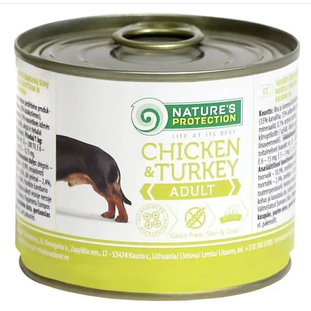 Nature“s Protection Adult Chicken&Turkey Влажный корм для взрослых собак всех пород с курицей и индейкой 200г