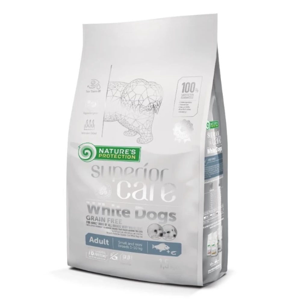 Nature“s Protection White Dogs Adult Small Корм для взрослых собак малых пород с белой окраской 1.5кг