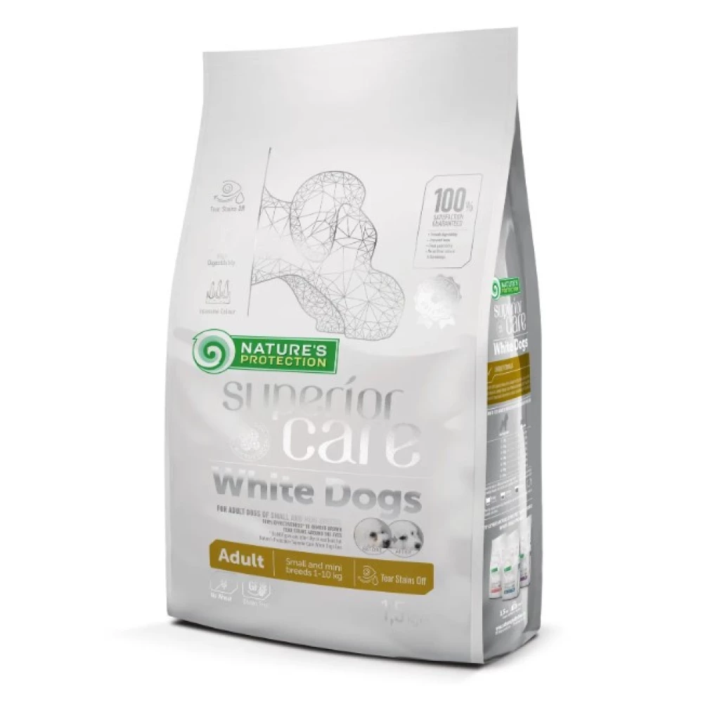 Nature“s Protection White Dogs Small Корм для взрослых собак малых пород с белой окраской шерсти 1.5кг