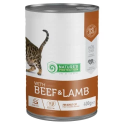 Natures Protection with Beef & Lamb Влажный корм для взрослых кошек с говядиной и ягненком 400г Natures Protection with Beef & Lamb Влажный корм для взрослых кошек с говядиной и ягненком 400г