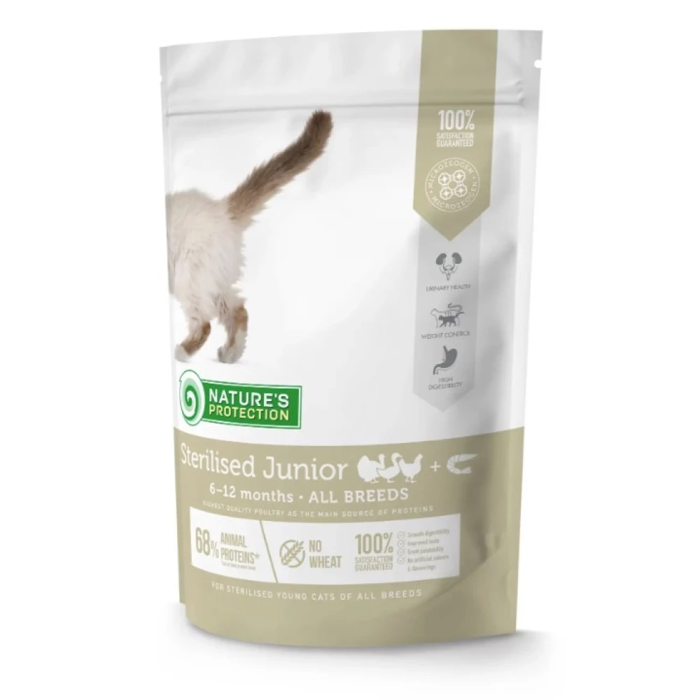 Natures Protection Sterilised Junior Poultry with krill Сухой корм для котят после стерилизации 400г