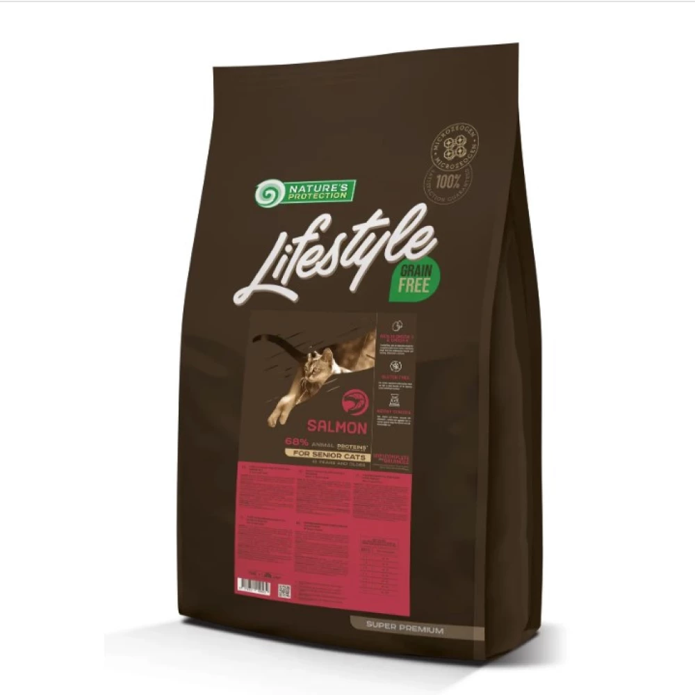 Natures Protection Lifestyle Grain Free Salmon Senior Cats Сухой корм для пожилых кошек, лосось 7кг