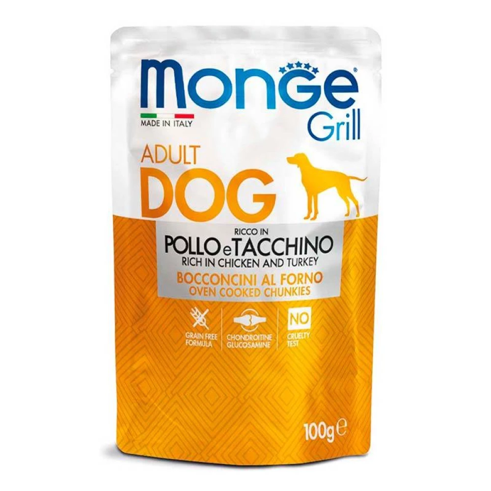 Monge Dog Grill Pollo & Tacchino Консервированный корм с курицей и индейкой для взрослых собак 100г