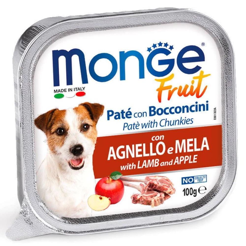 Monge DOG FRUIT Нежный паштет с ягненком и яблоком для собак 100г