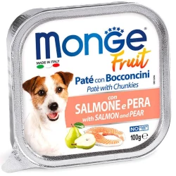 Monge DOG FRUIT Нежный паштет с лососем и кусочками груши для собак 100г