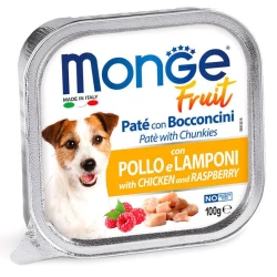 Monge DOG FRUIT Нежный паштет с курицей и малиной для собак 100г
