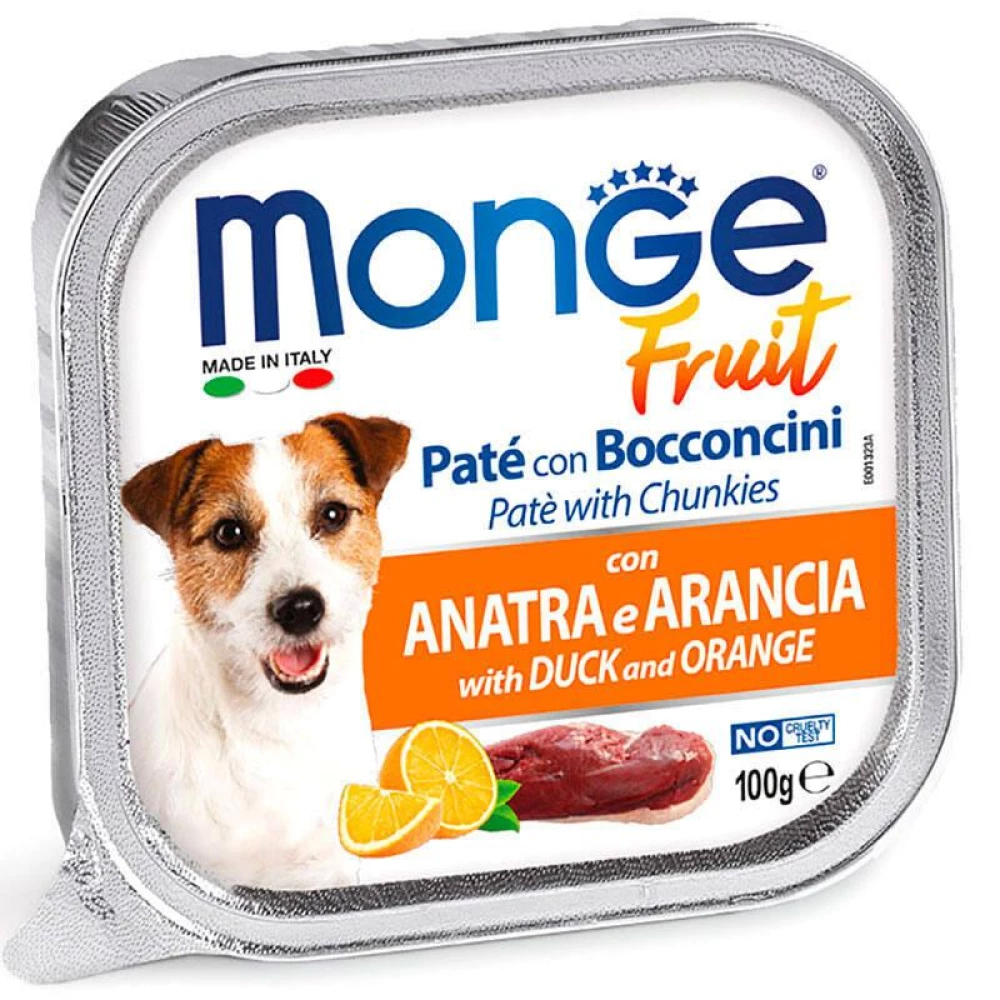 Monge DOG FRUIT Нежный паштет с уткой и апельсином для собак 100г