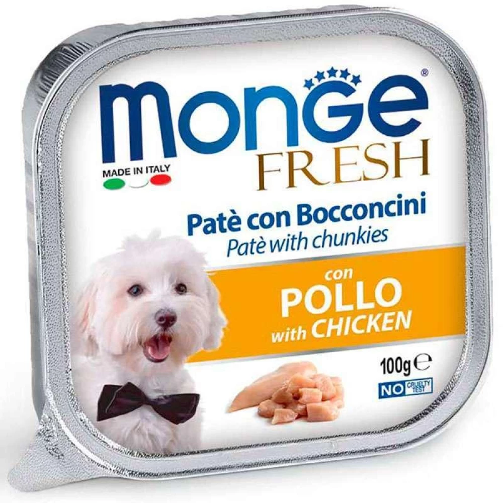 Monge Dog Fresh Chicken Консервированный корм с курицей для собак (кусочки в паштете) 100г