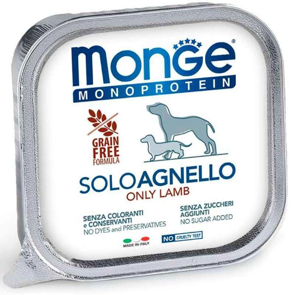 Monge Monoprotein Dog Solo Agnello 100% Монопротеиновый паштет с ягненком для собак 150г