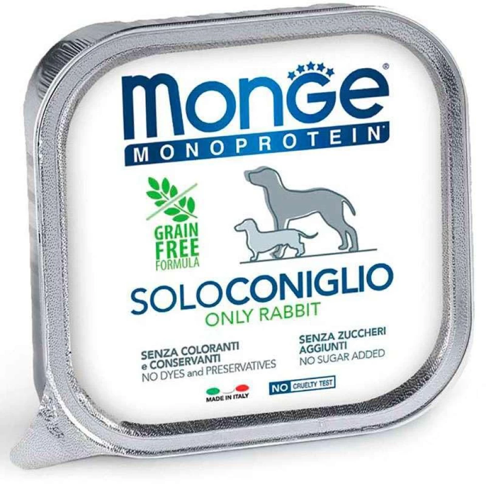 Monge Monoprotein Dog Solo Only Rabbit Монопротеиновый паштет с кроликом для собак 150г
