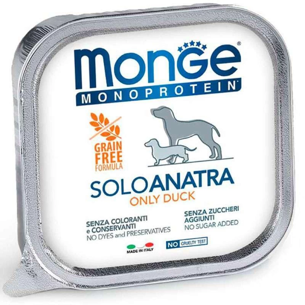 Monge Monoprotein Dog Solo Only Duck Монопротеиновый паштет с уткой для собак 150г