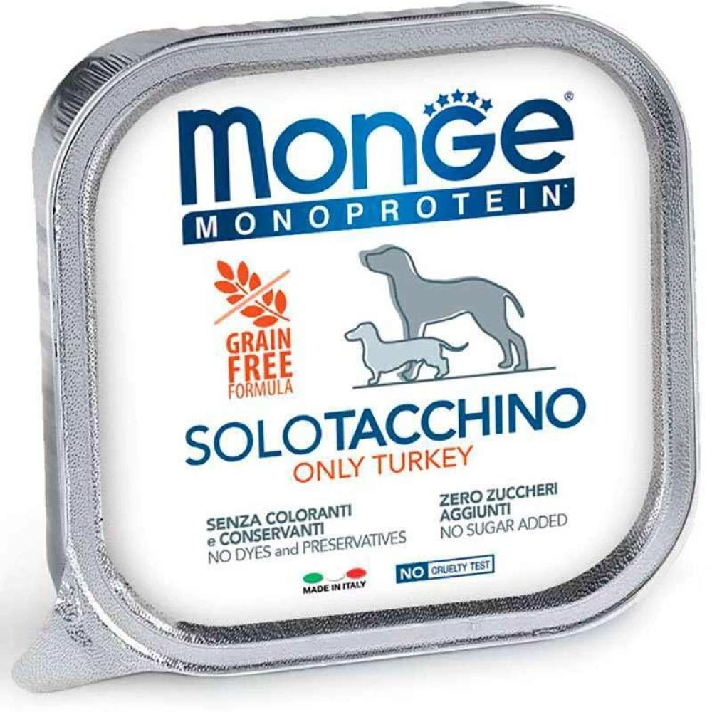Monge Monoprotein Dog Solo Only Turkey Монопротеиновый паштет с индейкой для собак 150г