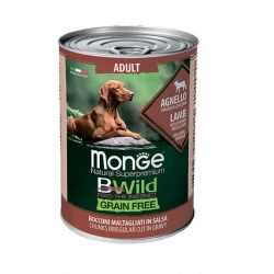 Monge BWild GF Wet Lamb Adult Консервированный корм из ягненка для собак разных пород (кусочки в соусе) 400г