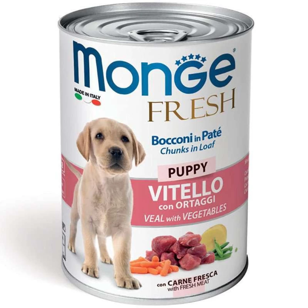 Monge Puppy Fresh Veal Консервированный корм из кусочков телятины для щенков (кусочки в паштете) 400г