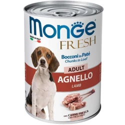 Monge Fresh Dog Adult Lamb Корм с ягненком для взрослых собак всех пород (кусочки в паштете) 400г Monge Fresh Dog Adult Lamb Корм с ягненком для взрослых собак всех пород (кусочки в паштете) 400г
