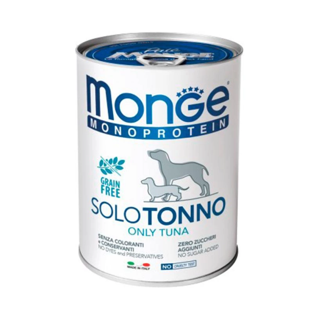 Monge Monoprotein Dog Solo Tuna 100% Монопротеиновый паштет с тунцем для собак 400г