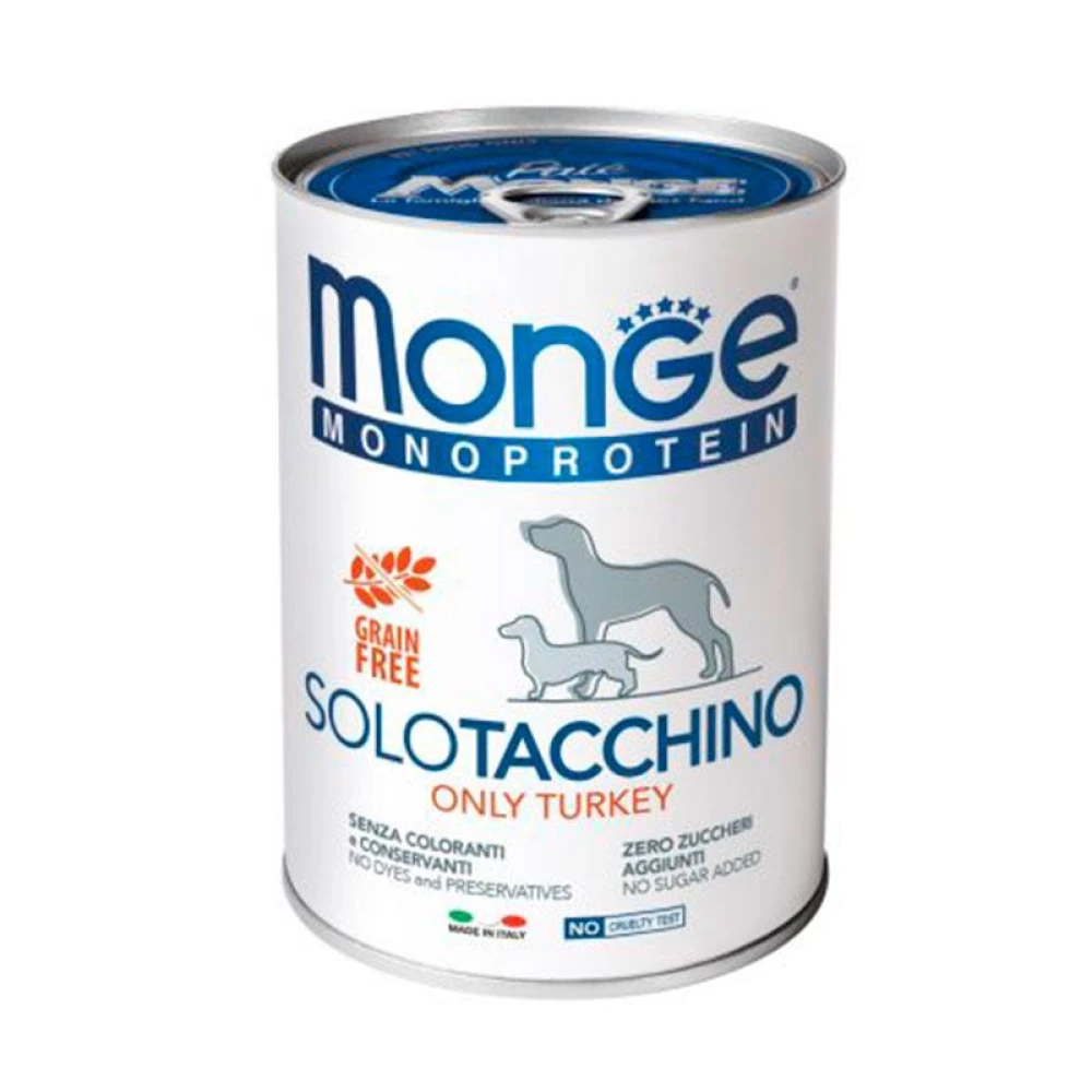 Monge Monoprotein Dog Solo Only Turkey Монопротеиновый паштет с индейкой для собак 400г