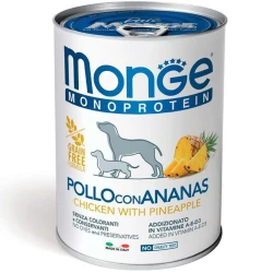Monge Dog Monoprotein Fruit Chicken with Pineapple Монопротеиновый паштет с курицей для собак всех пород 400г Monge Dog Monoprotein Fruit Chicken with Pineapple Монопротеиновый паштет с курицей для собак всех пород 400г