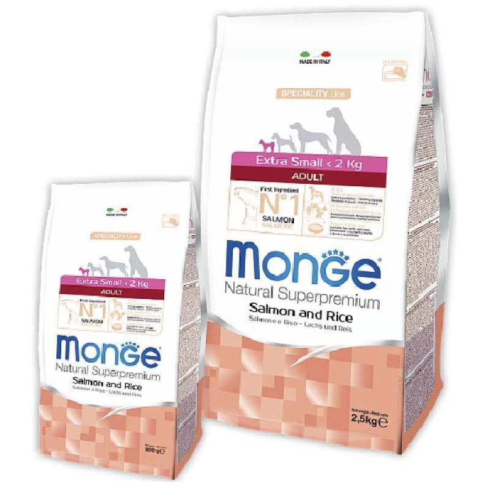 Monge Extra Small Adult Сухой корм с лососем и рисом для взрослых собак мелких пород 800г