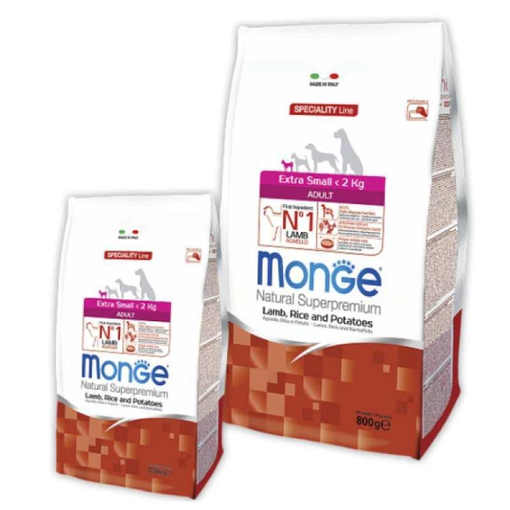 Monge DOG Extrasmall Adult Сухой корм с ягненком, рисом и картофелем для взрослых собак мелких пород 800г