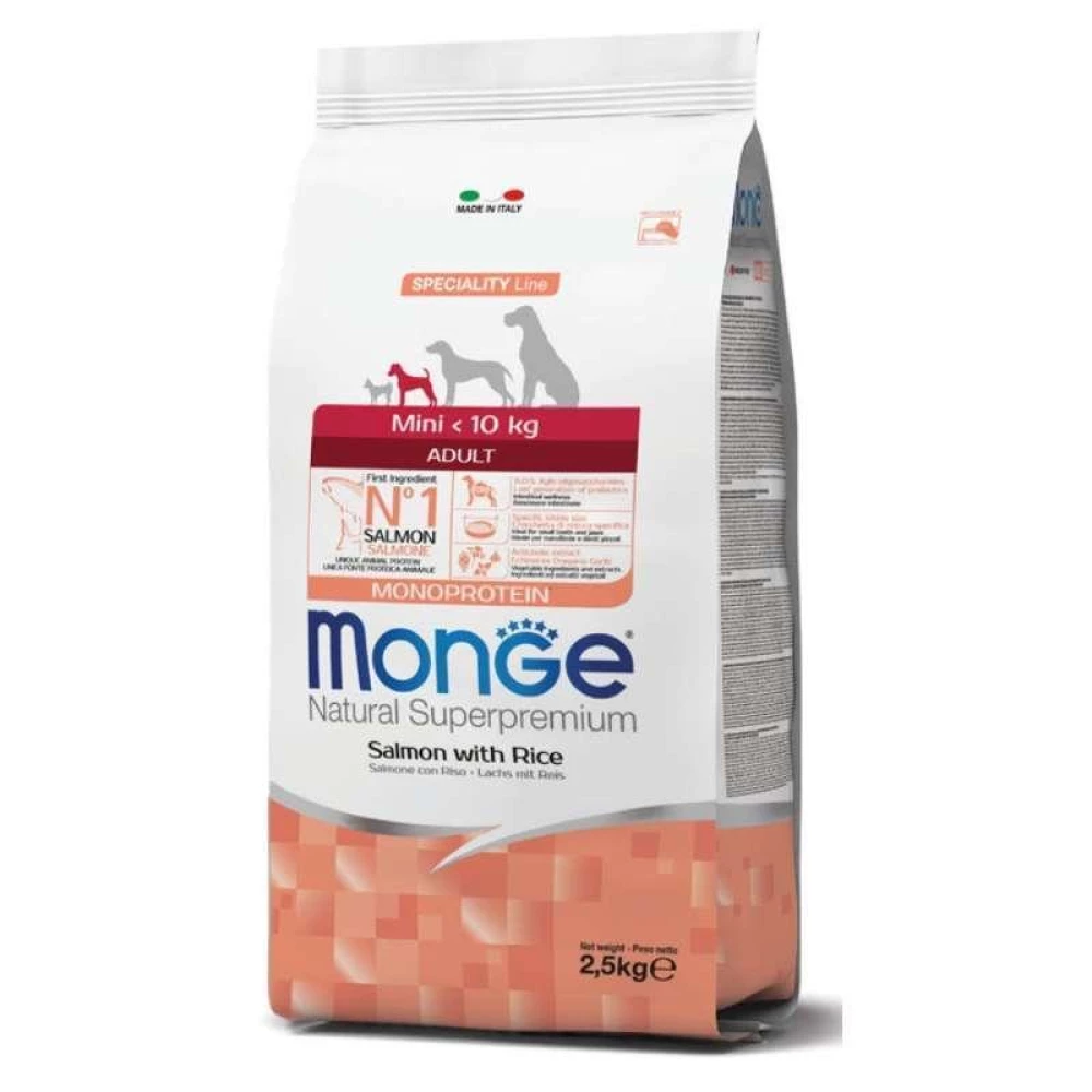 Monge Monoprotein Mini Adult Salmon Монопротеиновый корм с лососем для взрослых собак 2,5кг