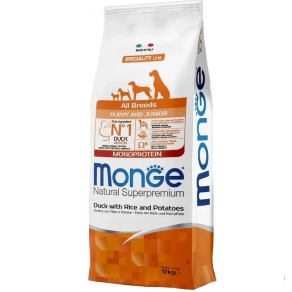 Monge Dog All breeds Puppy & Junior утка с рисом 2,5 кг