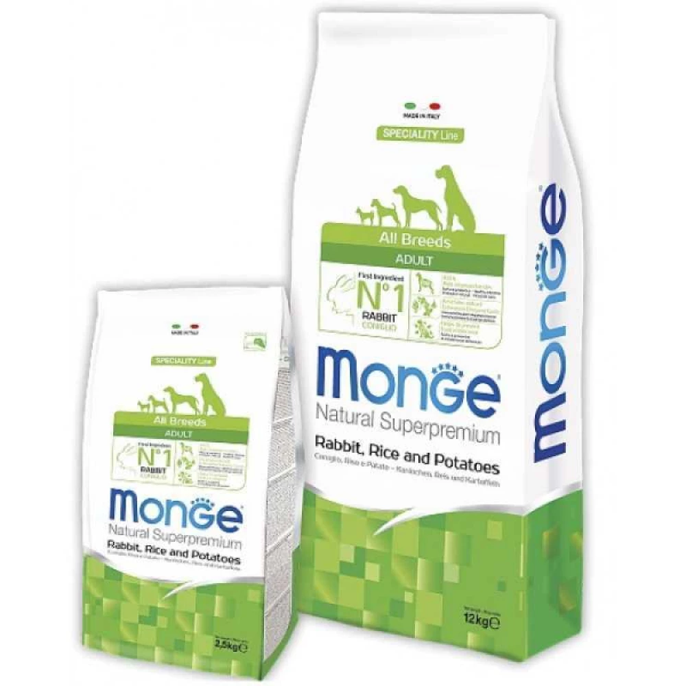 Monge Natural Superpremium All Breeds Adult Rabbit Сухой корм для взрослых собак всех пород с кроликом 2,5кг