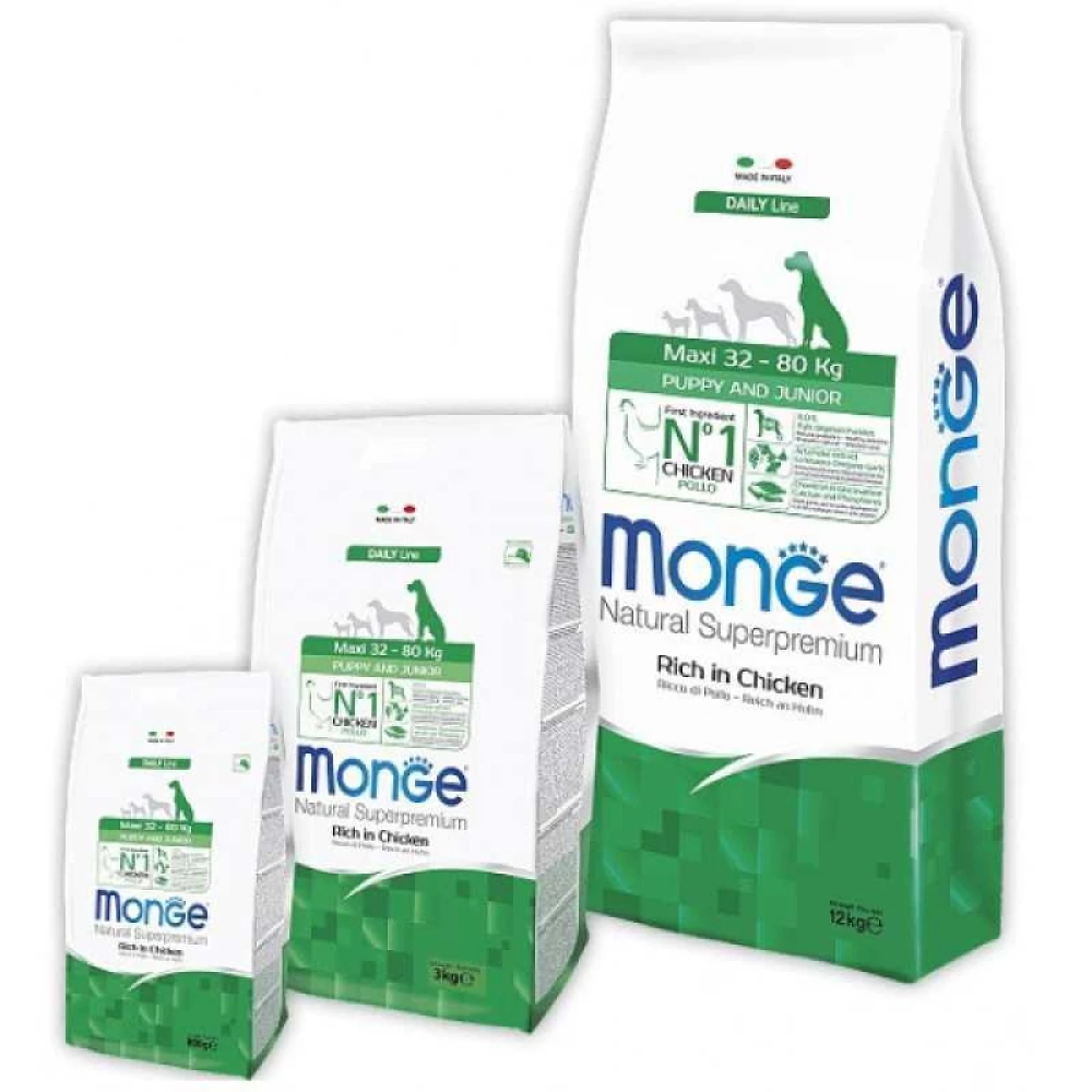 Monge Natural Superpremium Maxi Puppy & Junior Сухой корм с курицей и рисом для щенков больших пород 3кг