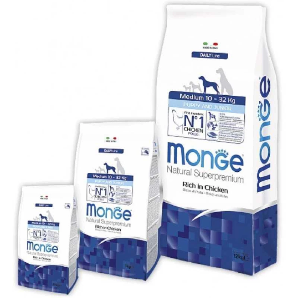 Monge Natural Superpremium Dog Medium Puppy&Junior Сухой корм с курицей для щенков средних пород 3кг