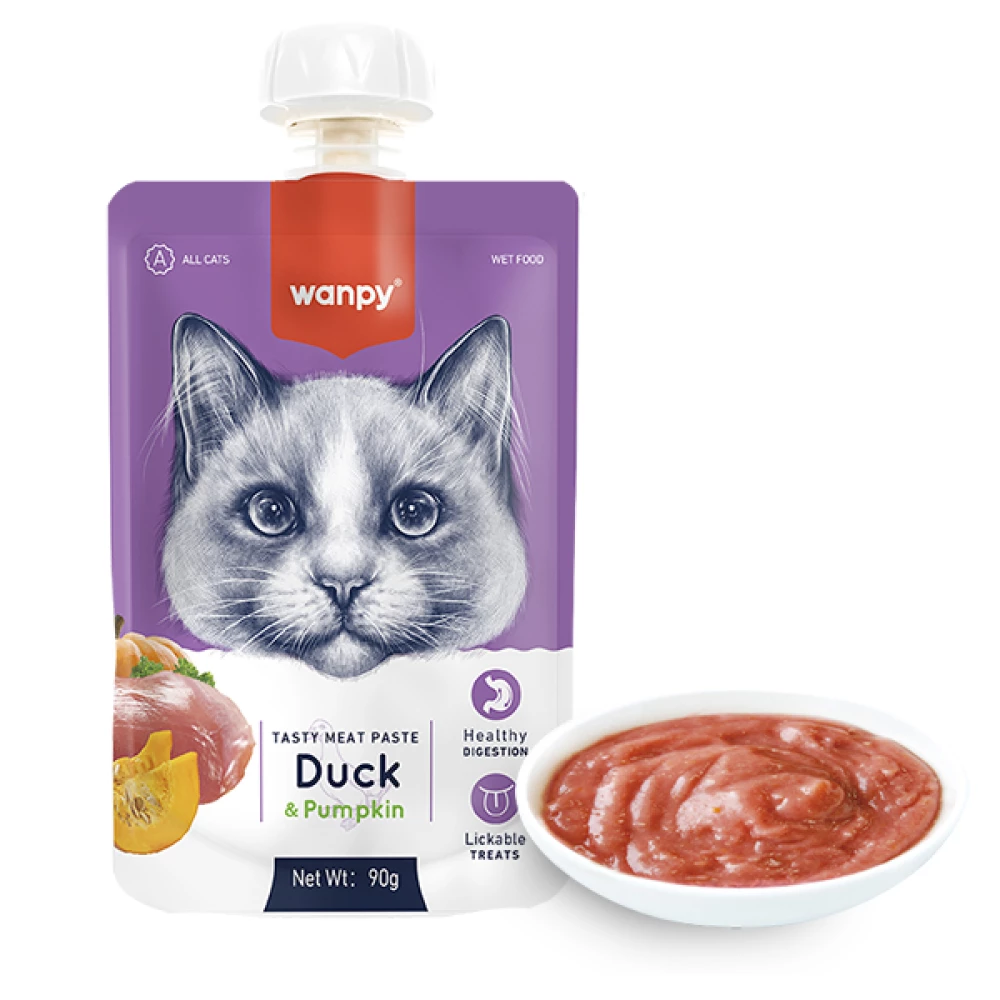 Wanpy Duck & Pumkin КРЕМ-ПЮРЕ КАЧКА З ГАРБУЗОМ рідкий корм для котів 90г