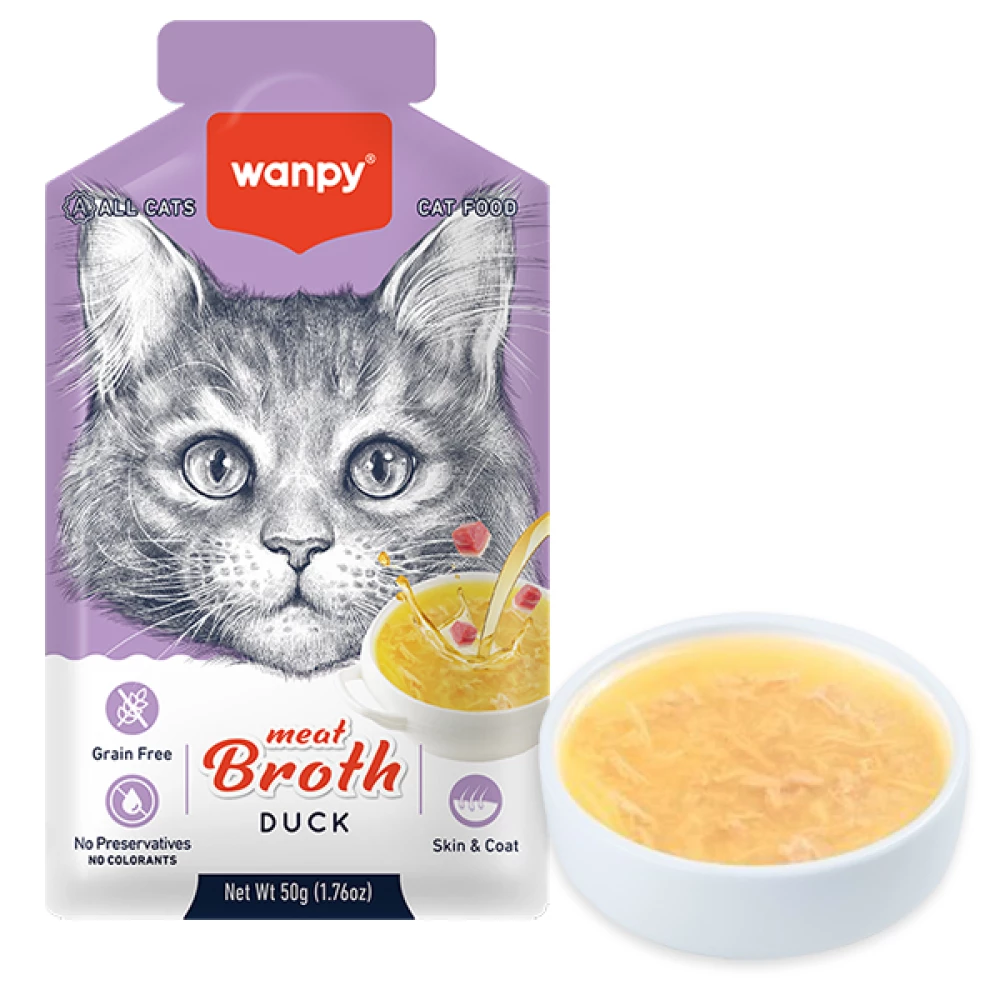Wanpy Meat Broths Duck беззерновий рідкий суп з качкою для котів, пауч 50г